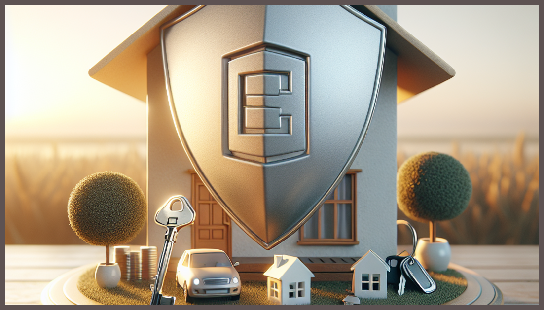 A house with a shield symbolizing home insurance protection.